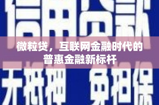双河微粒贷，互联网金融时代的普惠金融新标杆