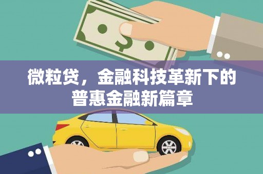来义微粒贷，金融科技革新下的普惠金融新篇章