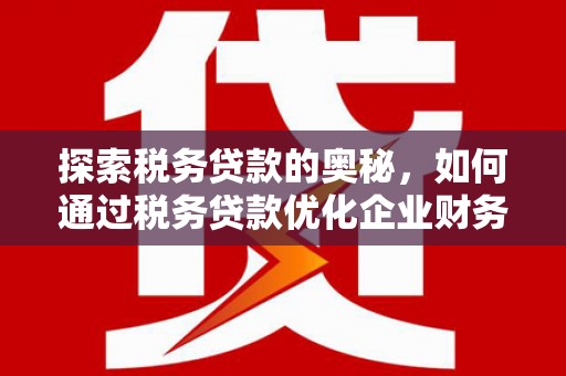 济宁探索税务贷款的奥秘，如何通过税务贷款优化企业财务