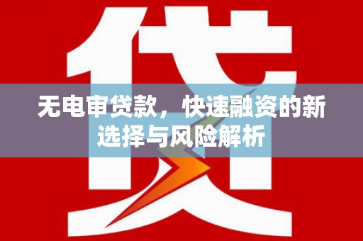 凤岗无电审贷款，快速融资的新选择与风险解析