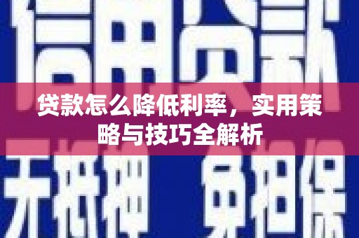 南京贷款怎么降低利率，实用策略与技巧全解析